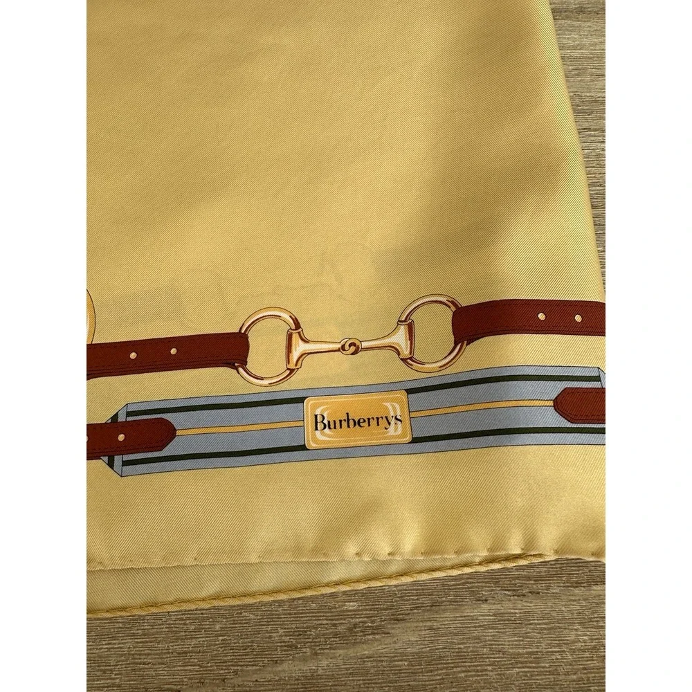 VTG BURBERRYs EQUESTRIAN Horse Bit SILK  SCARF Oblong See Flaws in Pics 17 x 52